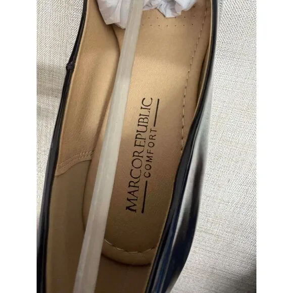 Women's Marco Republic Rome Black Faux Patent Leather Shoes Size 9